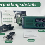 NovaWare NoodRadio Solar Opwindbaar - FM-AM - Powerbank Zonneenergie met 20.000mAh - Survival Noodpakket - Draagbare Radio op batterijen – Groen