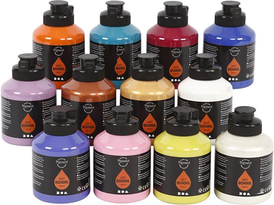 Pigment Art School, extra kleuren, 12x500 ml