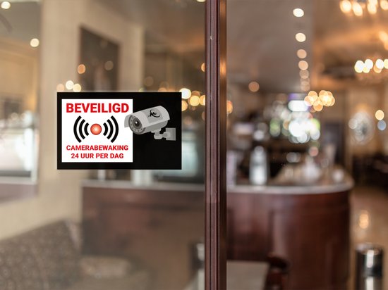 24ME® - 4 Stuks Camerabewaking Stickers - Plakzijde Binnenzijde - Camera stickers - Videobewaking stickers - Alarmstickers -