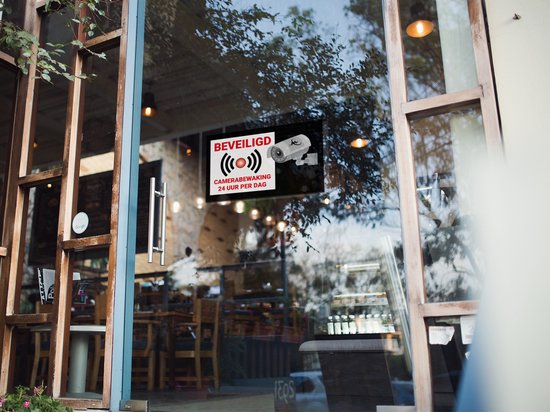 24ME® - 4 Stuks Camerabewaking Stickers - Plakzijde Binnenzijde - Camera stickers - Videobewaking stickers - Alarmstickers -