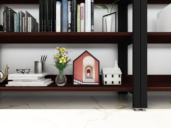 4livingz Retro Boekenkast met 4 planken 30x80x144 cm - Zwart/Bruin