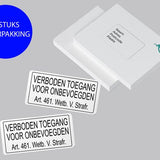 24ME® - 2 Stuks Stickers - Verboden Toegang voor Onbevoegde - 32x16cm - Hoge Kleefkracht