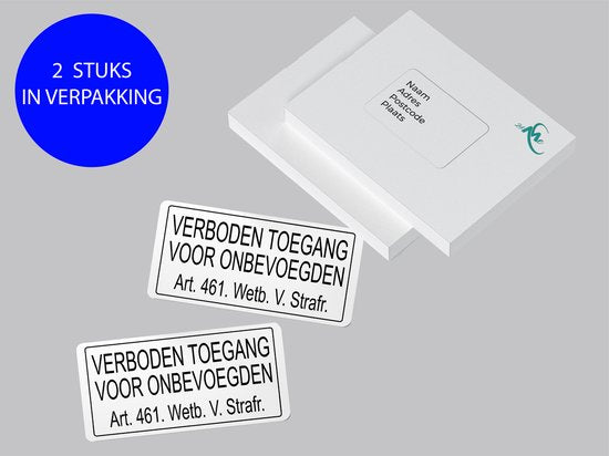 24ME® - 2 Stuks Stickers - Verboden Toegang voor Onbevoegde - 32x16cm - Hoge Kleefkracht