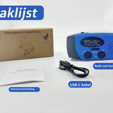 NovaWare Noodradio Solar Opwindbaar - Powerbank Zonneenergie met 5000mAh - FM-AM - Noodpakket - Draagbare Radio – Batterij - Blauw
