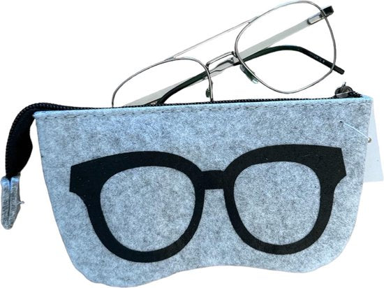 Brillenetui - Grijs - Vilt - Brillen etui - Bril Beschermer - Brillendoos - Brillenkoker - Brillenhoes