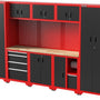 Feistos Juno 15 Gereedschapswand Hoog - 330 x 46 x 198 cm - Zwart/Rood