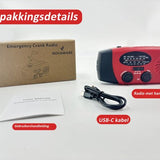 NovaWare Noodradio Solar Opwindbaar - Powerbank Zonneenergie met 5000mAh - FM-AM - Noodpakket - Draagbare Radio – Batterij - Rood