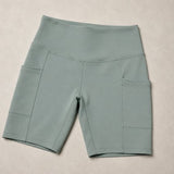 SparkNine Softflow korte sportbroek - met zakken - zachte stof - S - lichtgrijs - dames short - half lang - fietsshort