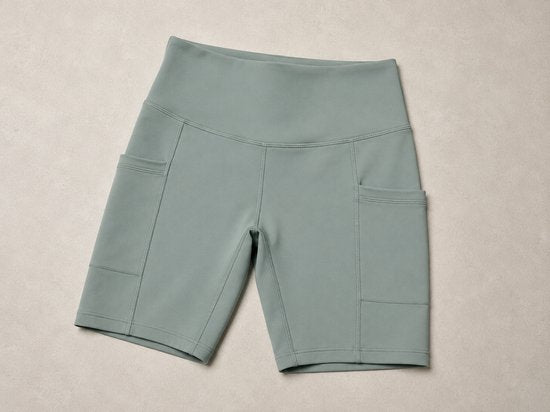 SparkNine Softflow korte sportbroek - met zakken - zachte stof - S - lichtgrijs - dames short - half lang - fietsshort