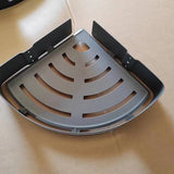 Hoek Doucherek Zwart – Badkamer Hoekplank met Schroefmontage – Roestvrij & Waterafvoer – 22 × 22 cm