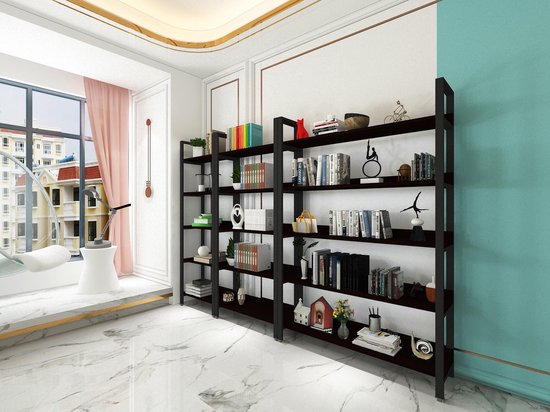 4livingz Retro Boekenkast met 4 planken 30x80x144 cm - Zwart/Bruin