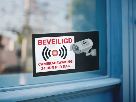 24ME® - 4 Stuks Camerabewaking Stickers - Plakzijde Binnenzijde - Camera stickers - Videobewaking stickers - Alarmstickers -