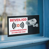 24ME® - 4 Stuks Camerabewaking Stickers - Plakzijde Binnenzijde - Camera stickers - Videobewaking stickers - Alarmstickers -