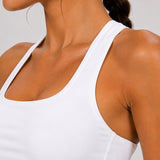 SparkNine Sculptactive sporttop - met ingebouwde sportbeha - verwijderbare pads - XL - wit - high impact ondersteuning - kruisrug - ademend & stijlvol