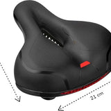 Fietszadel met Schokdemping en Ademend Design – Ergonomisch Zadel met LED-verlichting – Universeel voor Stadsfiets, Elektrische Fiets en MTB – 25x21 cm – Zwart