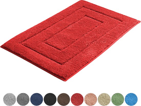 AKSA Home® Badmat 50x80 cm - Douchemat antislip - Badmat antislip - Badkamermat - Vloerkleed - Rood
