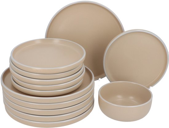 6 persoons Servies 18 delig Nordic style Keramiek - beige/wit