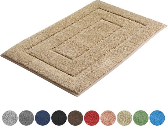 AKSA Home® Badmat 50x80 cm - Douchemat antislip - Badmat antislip - Badkamermat - Vloerkleed - Beige