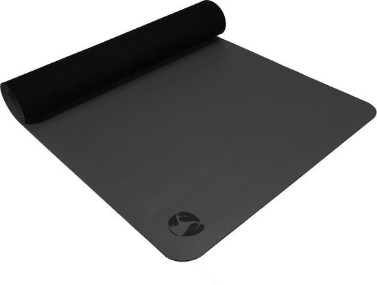 Ecoyogi PRO GRIP Yogamat Extra lang (214 x 68 x 0,42 cm) - Antraciet - 100% Natuurrubber en Vochtabsorberende PU Top Laag | Geweldige veerkracht | Onder alle omstandigheden een stevige grip | Geschikt voor Hot, Bikram, Vinyasa, Flow en Ayenger Yoga