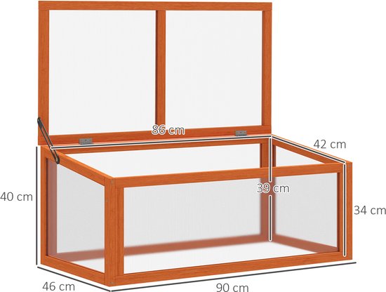 Broeikas van Hout en Polycarbonaatplaten met deksel - Weerbestendig