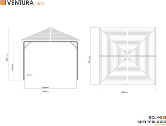 Sojag - SJ02200 - Paviljoen - Pergola - Partytent - 261 x 296 x 296 cm
