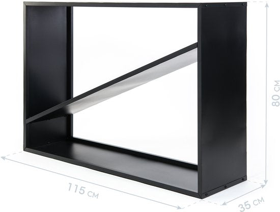 Westmann® Haardhout rek Hugo - 35x115x80cm - Houtopslag buiten - Zwart