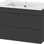 Hangende Wastafelonderkast met Wastafel Soft-Close - Zwart