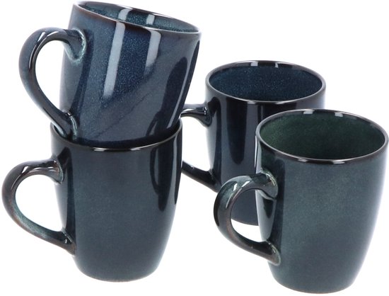 Servies 16 delig 4-persoons - Reactive Glaze - Blauw