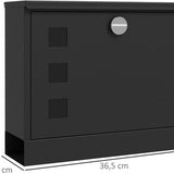 Wandbrievenbus modern - Afsluitbaar met slot - 36,5x11,5x29 cm - Zwart