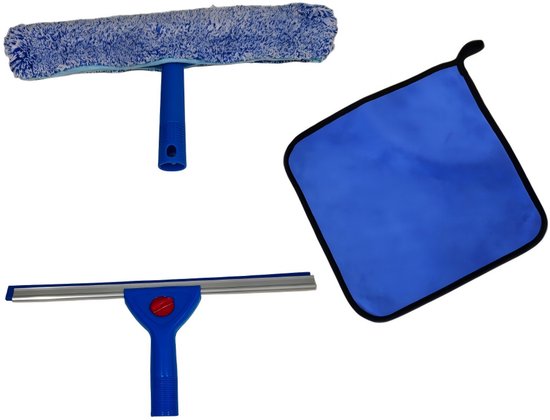 Raamwisser Set met Microvezel Inwasser en Droogdoek – Complete Raamreiniging Zonder Strepen – Geschikt voor Ramen, Douchewanden en Spiegels