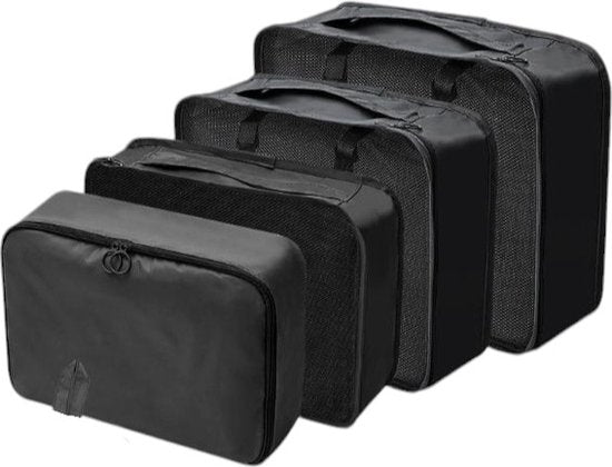 Packing Cubes - Zwart - 9-delige set - Packing Cubes Compression - Optimale Koffer Indeling