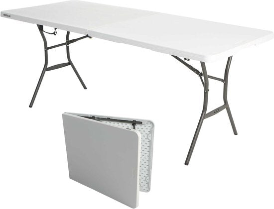 Lifetime® Kunststof tafel opvouwbaar campingtafel - Wit - 182x76x74cm