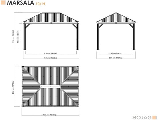Sojag - SJ04700 - Paviljoen - Pergola - Partytent - 278 x 298 x 423 cm