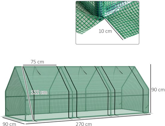 4goodz Kweekkas met Raam 270x90x90 cm - foliekas van staal 01-0469