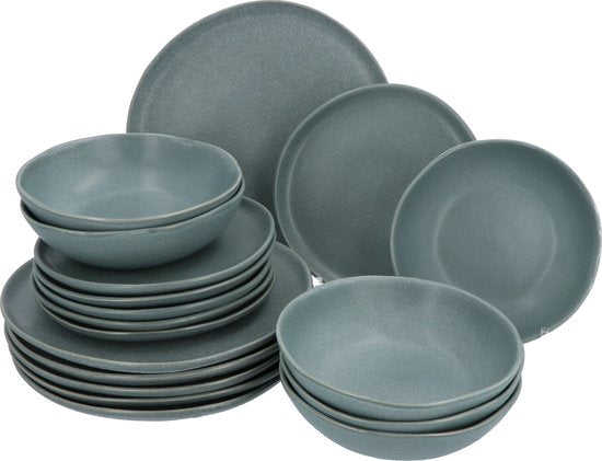 Aardewerk Servies Spring Grey 6 persoons 18-delig