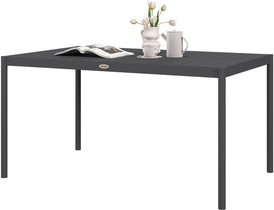 Tuintafel weerbestendig Aluminium - 145 x 90 x 74 cm - Donkergrijs