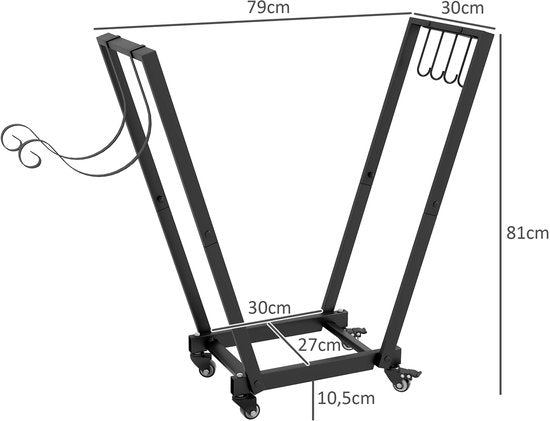 Houtopslag rek Staal XL- 240 cm breed, belastbaar tot 300 kg - Zwart