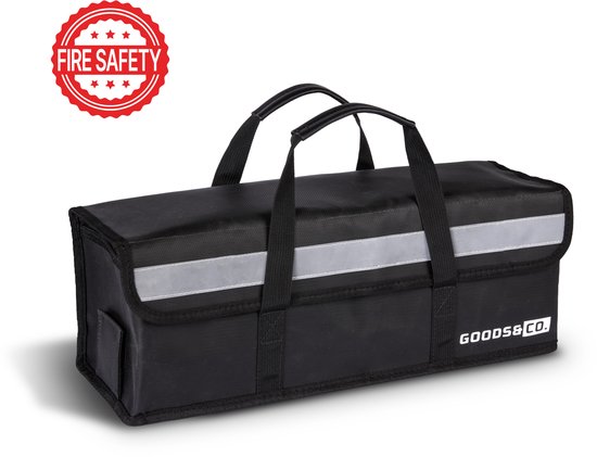 Goods&Co Accutas Ebike Brandveilig - Elektrische Fiets Accu Tas - Beschermhoes E-bike - 49 × 15 × 15 cm - Brandwerende Zak Fietsaccu - Hittebestendige Lipo Bag voor E Bike - Brandzak - Brandveiligheid– Accuhoes – Saver Hoes - Zwart
