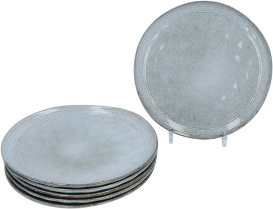 Aardewerk Serviesset Flower Beige 6 persoons 12-delig - Grijs