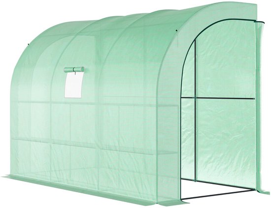 Kas, Tuinkas met Plastic Bedekking, UV-bestendig 300x150 cm - Groen