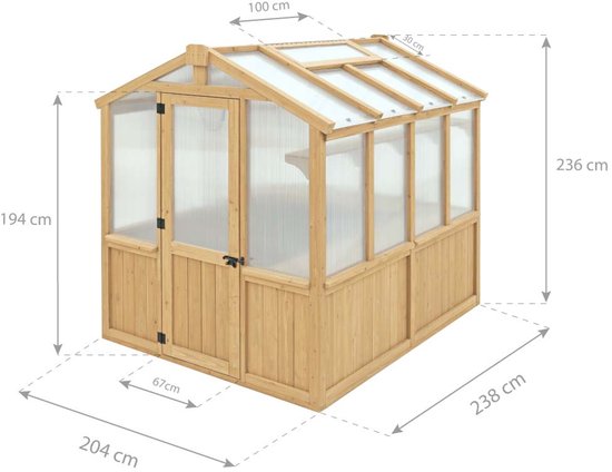 Westmann Tuinkas van Hout - Broeikas YD12842 - 238x204x236 cm