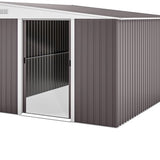 Metalen Tuinschuur met Schuin Dak - Dubbele Vergrendelbare Deuren - 2,8 x 3,45 x 2,01m - Grijs