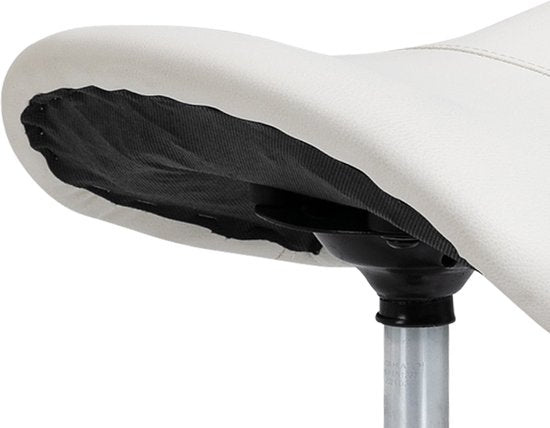 Ergonomische Zadelkruk Kunstleer Amazonekruk in Hoogte Verstelbaar 49-61 cm - Wit
