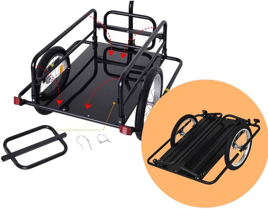 Aanhangwagen koppeling transportaanhanger fietskar bolderwagen zwart