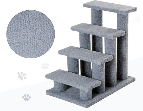 Huisdierentrap Katten- en Hondentrap 4 treden 63,5x43x60cm Grijs