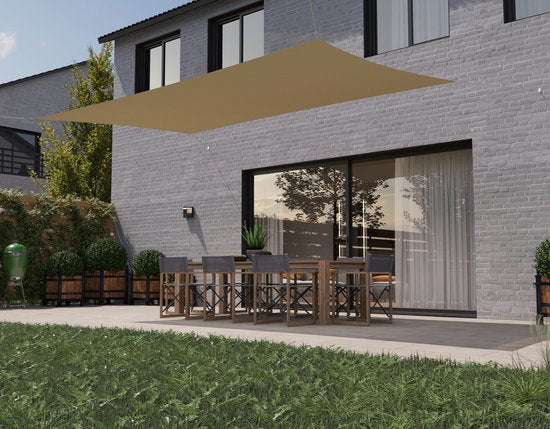 hanSe® Schaduwdoek Rechthoek Waterafstotend 3x4,5 m Zonnedoek Zand