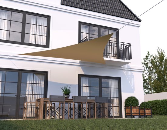 hanSe® Schaduwdoek Driehoek Gelijkbenig Waterdoorlatend 2,5x2,5x3,5 m Zand