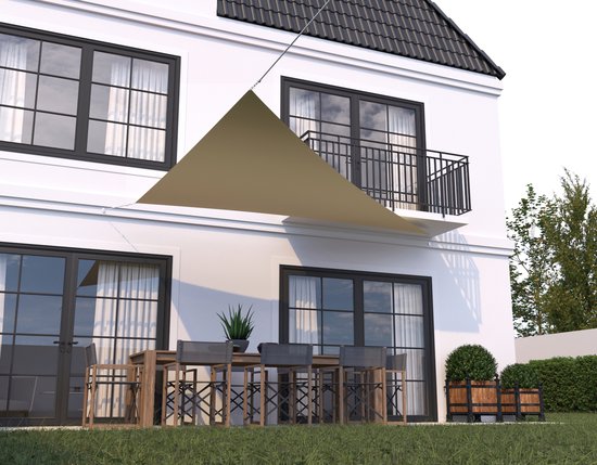 hanSe® Schaduwdoek Driehoek 90° Waterdoorlatend 3x4x5 m Zonnedoek Zand