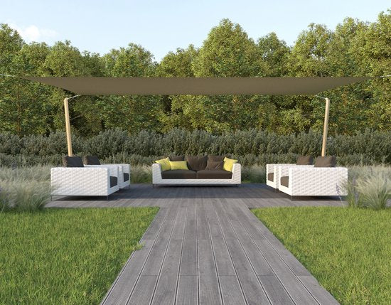 HanSe® Schaduwdoek Rechthoek Waterdoorlatend 6x7 m - zonnedoek