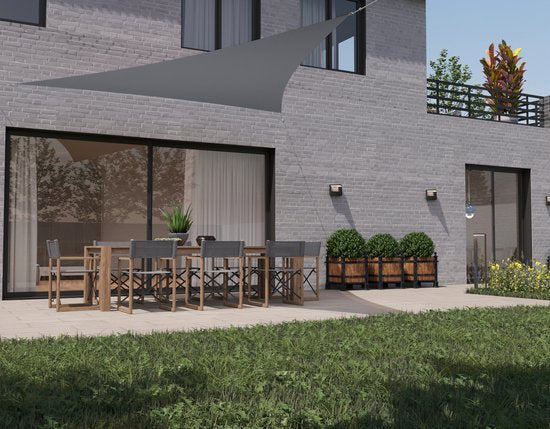 hanSe® Schaduwdoek Driehoek Gelijkbenig Waterafstotend 4x4x5,8 m Lichtgrijs